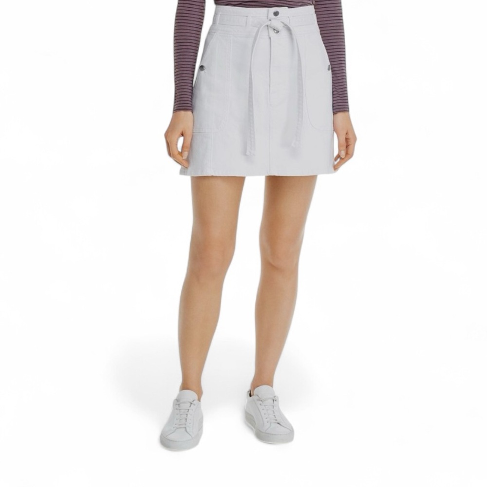 ❣️FRAME White Denim Skirt with Belted Waist Tie New Size 2